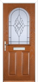 2 Panel 1 Arch Crystal Eternity Composite Front Door in Oak