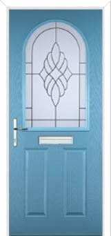 2 Panel 1 Arch Crystal Eternity Composite Front Door in Pastel Blue