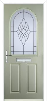 2 Panel 1 Arch Crystal Eternity Composite Front Door in Pebble Grey