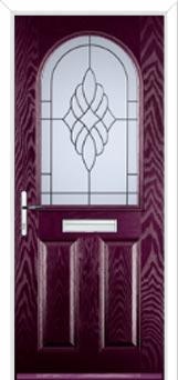2 Panel 1 Arch Crystal Eternity Composite Front Door in Purple Violet