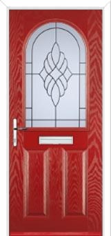 2 Panel 1 Arch Crystal Eternity Composite Front Door in Red