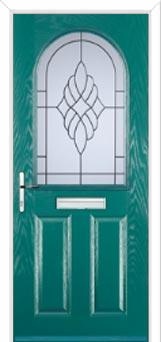 2 Panel 1 Arch Crystal Eternity Composite Front Door in Turquoise Blue