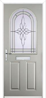 2 Panel 1 Arch Crystal Harmony Composite Front Door in Agate Grey