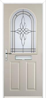 2 Panel 1 Arch Crystal Harmony Composite Front Door in Cream