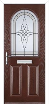 2 Panel 1 Arch Crystal Harmony Composite Front Door in Darkwood