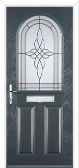 2 Panel 1 Arch Crystal Harmony Composite Front Door in Anthracite Grey