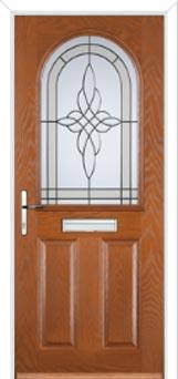 2 Panel 1 Arch Crystal Harmony Composite Front Door in Oak