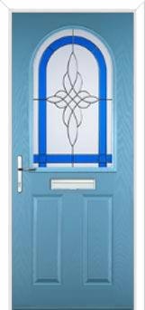 2 Panel 1 Arch Crystal Harmony Composite Front Door in Pastel Blue