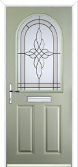 2 Panel 1 Arch Crystal Harmony Composite Front Door in Pebble Grey