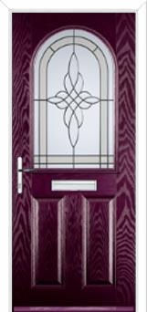 2 Panel 1 Arch Crystal Harmony Composite Front Door in Purple Violet