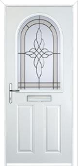 2 Panel 1 Arch Crystal Harmony Composite Front Door in White