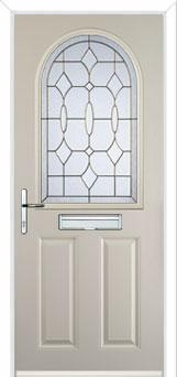 2 Panel 1 Arch Brass Art Clarity Composite Front Door in Cream