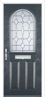 2 Panel 1 Arch Brass Art Clarity Composite Front Door in Anthracite Grey