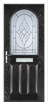 2 Panel 1 Arch Elegance Composite Front Door in Black Brown
