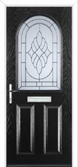 2 Panel 1 Arch Elegance Composite Front Door in Black