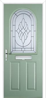 2 Panel 1 Arch Elegance Composite Front Door in Chartwell Green