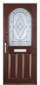 2 Panel 1 Arch Elegance Composite Front Door in Darkwood
