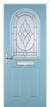 2 Panel 1 Arch Elegance Composite Front Door in Duck Egg Blue