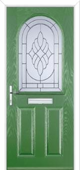 2 Panel 1 Arch Elegance Composite Front Door in Fern Green