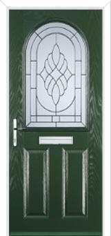 2 Panel 1 Arch Elegance Composite Front Door in Green