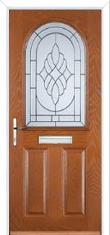 2 Panel 1 Arch Elegance Composite Front Door in Oak