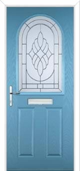 2 Panel 1 Arch Elegance Composite Front Door in Pastel Blue