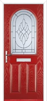 2 Panel 1 Arch Elegance Composite Front Door in Red
