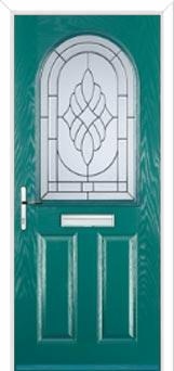 2 Panel 1 Arch Elegance Composite Front Door in Turquoise Blue