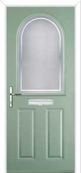 2 Panel 1 Arch Enfield Composite Front Door in Chartwell Green
