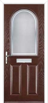 2 Panel 1 Arch Enfield Composite Front Door in Darkwood