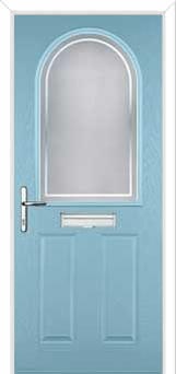 2 Panel 1 Arch Enfield Composite Front Door in Duck Egg Blue
