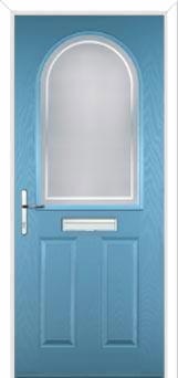 2 Panel 1 Arch Enfield Composite Front Door in Pastel Blue