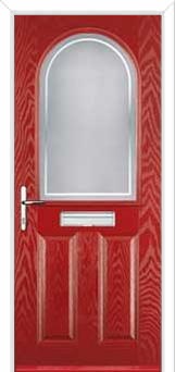 2 Panel 1 Arch Enfield Composite Front Door in Red