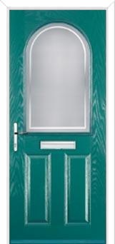 2 Panel 1 Arch Enfield Composite Front Door in Turquoise Blue