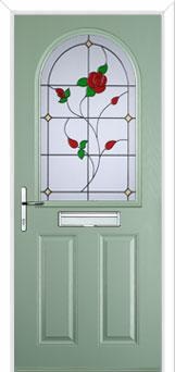 2 Panel 1 Arch English Rose Composite Front Door in Chartwell Cream