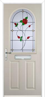 2 Panel 1 Arch English Rose Composite Front Door in Cream