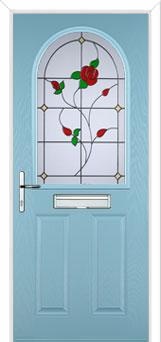 2 Panel 1 Arch English Rose Composite Front Door in Duck Egg Blue
