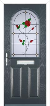 2 Panel 1 Arch English Rose Composite Front Door in Anthracite Grey