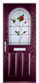 2 Panel 1 Arch English Rose Composite Front Door in Purple Violet