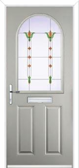 2 Panel 1 Arch Fleur Composite Front Door in Agate Grey