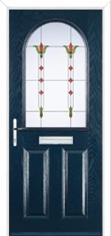 2 Panel 1 Arch Fleur Composite Front Door in Dark Blue