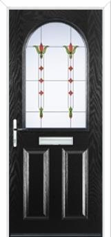 2 Panel 1 Arch Fleur Composite Front Door in Black