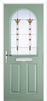 2 Panel 1 Arch Fleur Composite Front Door in Chartwell Green