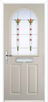 2 Panel 1 Arch Fleur Composite Front Door in Cream