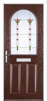 2 Panel 1 Arch Fleur Composite Front Door in Darkwood