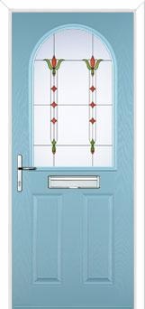 2 Panel 1 Arch Fleur Composite Front Door in Duck Egg Blue