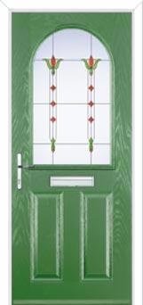 2 Panel 1 Arch Fleur Composite Front Door in Fern Green