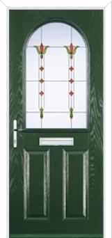 2 Panel 1 Arch Fleur Composite Front Door in Green