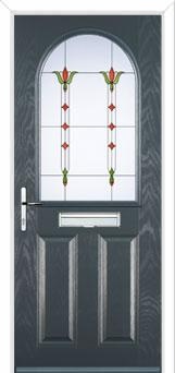 2 Panel 1 Arch Fleur Composite Front Door in Anthracite Grey