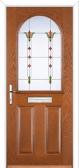 2 Panel 1 Arch Fleur Composite Front Door in Oak